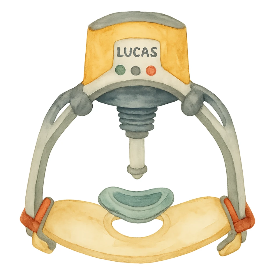 watercolor style Lund University Cardiopulmonary Assist System (LUCAS) device sticker