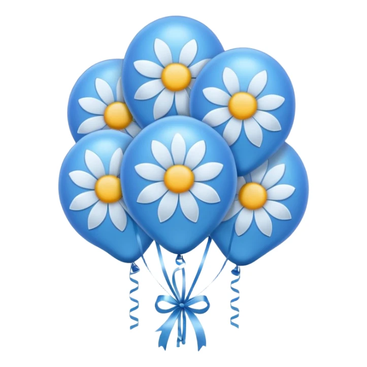 Blue birthday balloons flower sticker