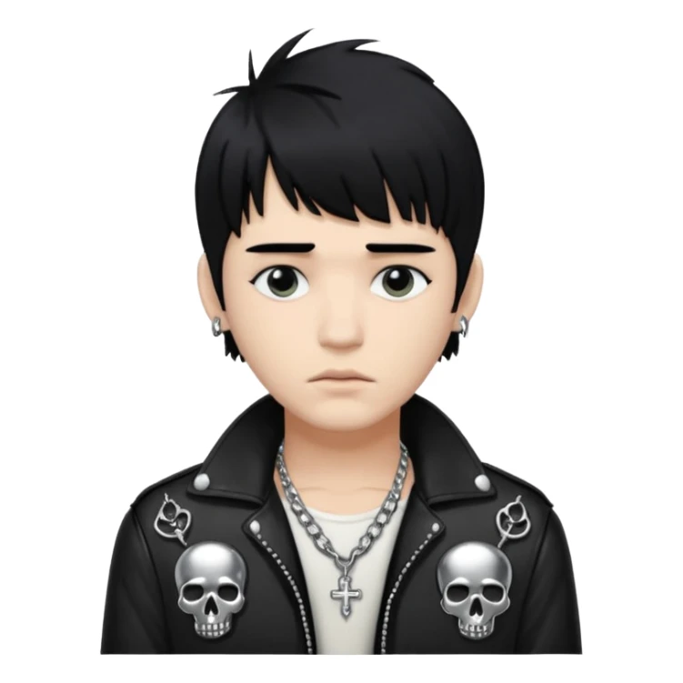 chrome hearts,man, black hair,white,normal,messy fringe sticker