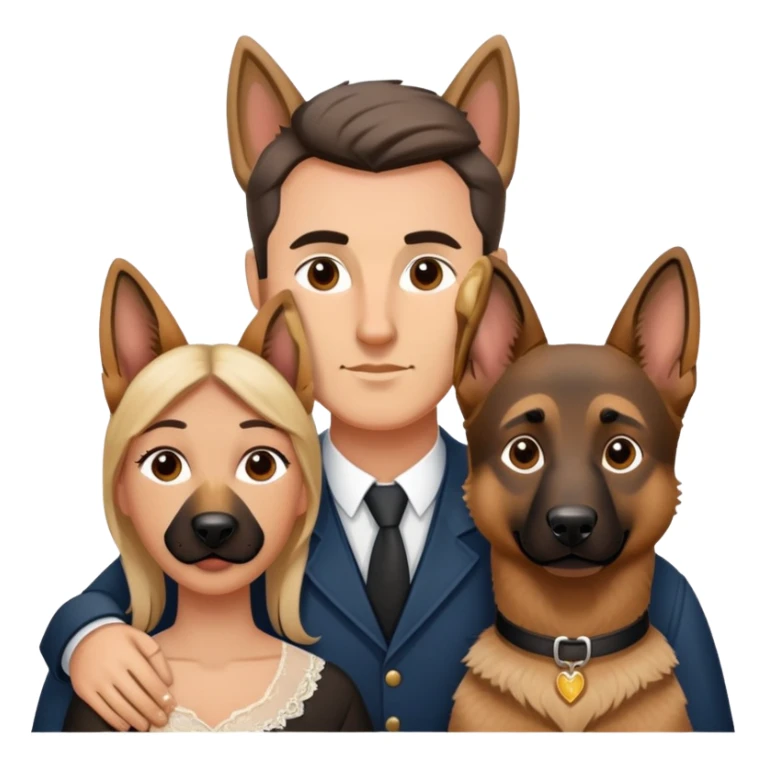 Husband and wife with sable German shepherd  sticker