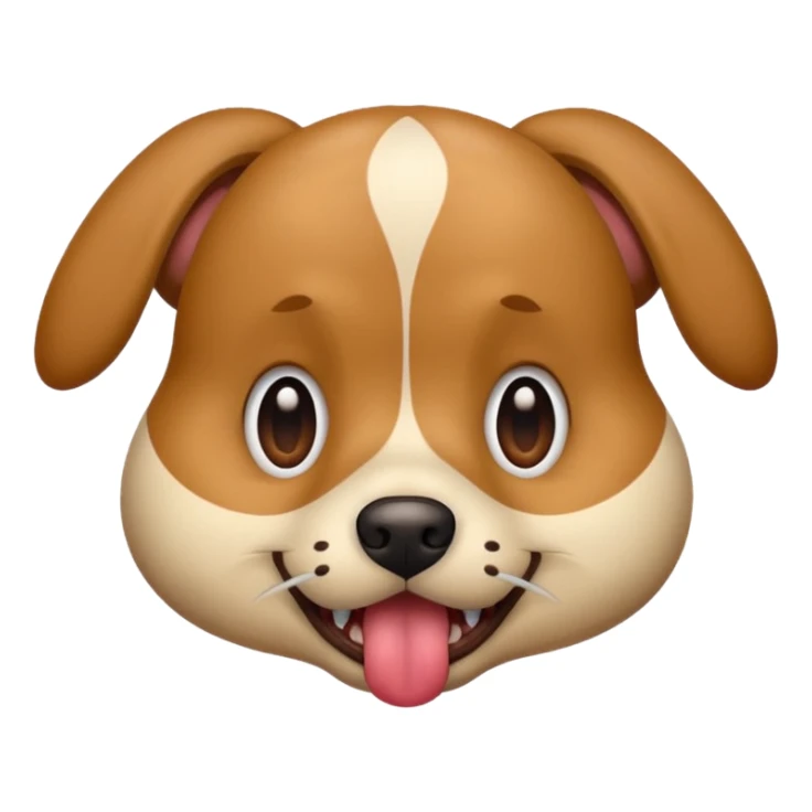 the dog sits at full height with a frightened face sticker