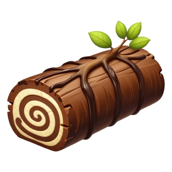 Oblong Tree-log-shaped-chocolate with marsipan swirled inside and with walnuts drizzled on top  sticker
