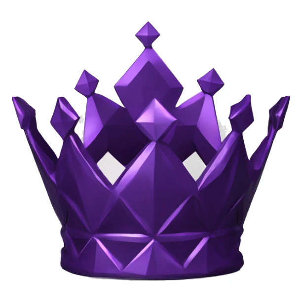 sculpture crown with a geometric faceted design. The crown is sparkling and standing upright on a base with angular and baroque features. The vibrant midtone subtlety of dark purples highlights the sharp edges and planes.  sticker