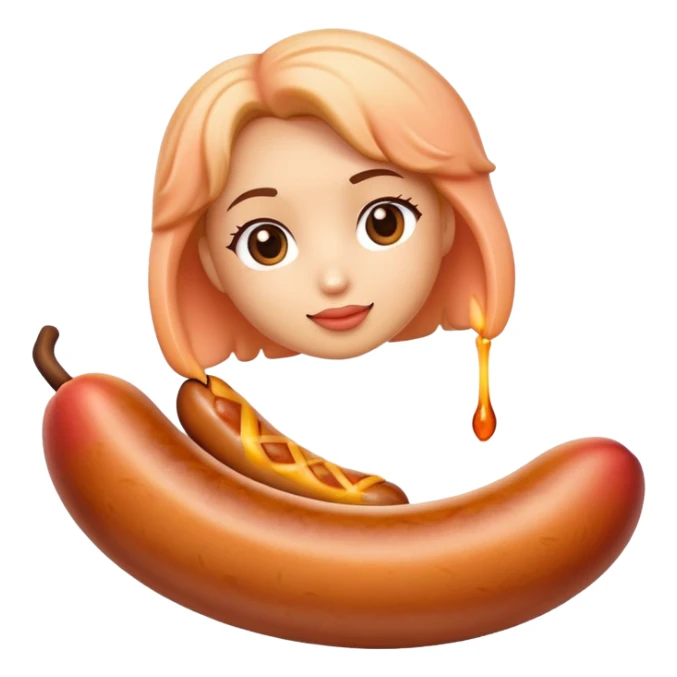 A peach meets with his friend a sausage  sticker