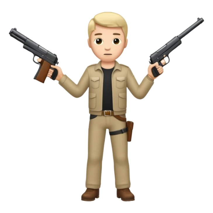 Full body male with a gun sticker