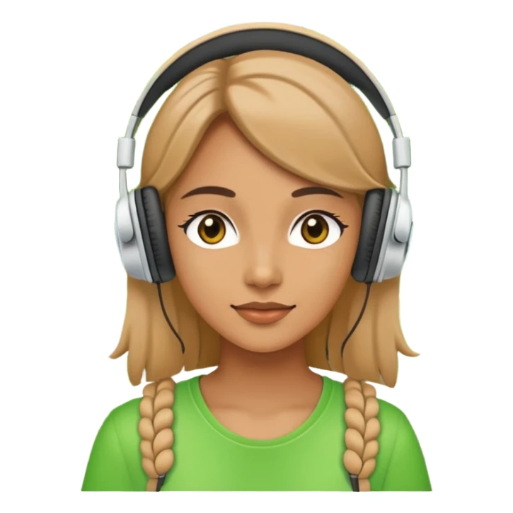 Woman with headphones in the green park  sticker