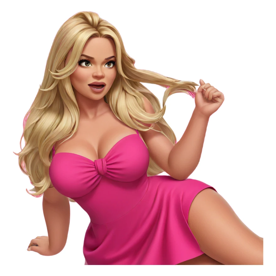 blonde girl in pink dress sticker