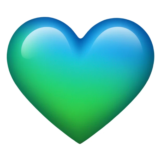 Heart that sides are blue and middle part goes green gradiently sticker