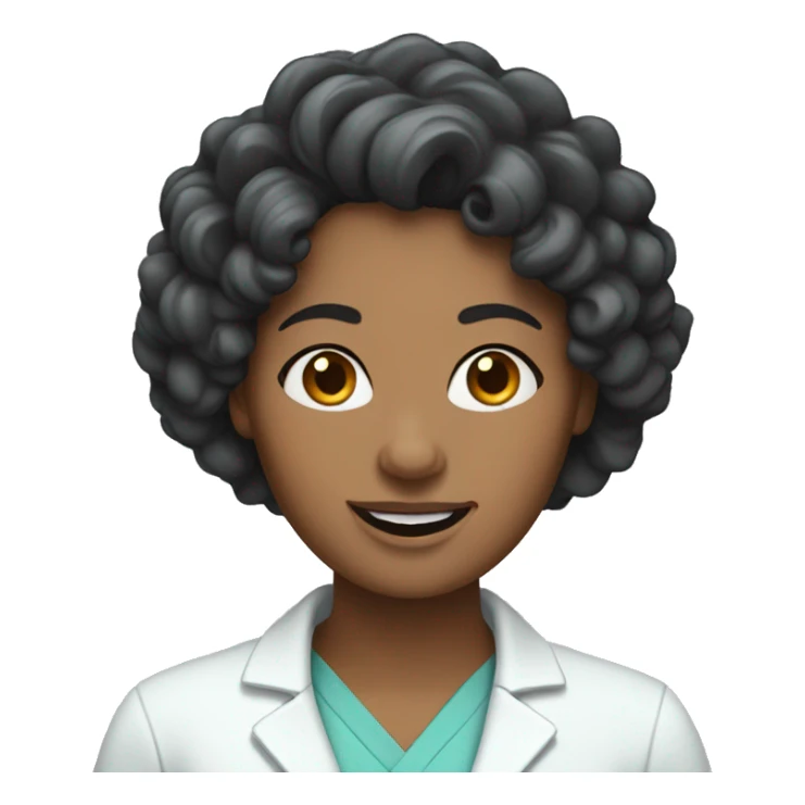 Dentist white woman curly dark hair  sticker