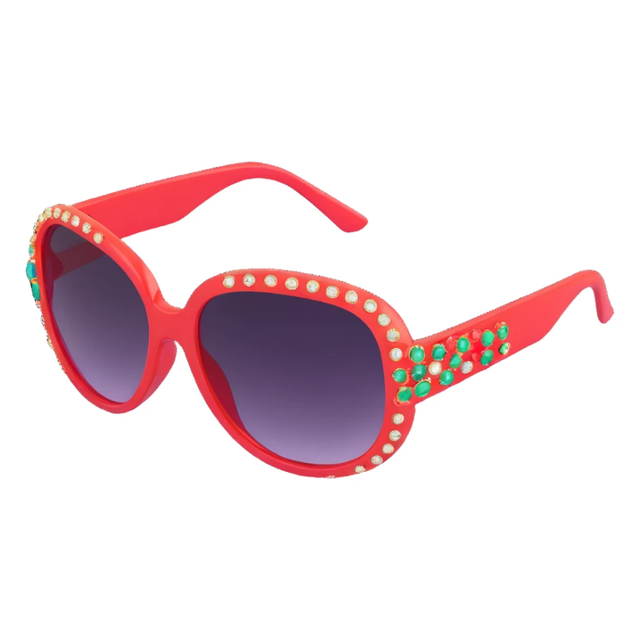 big sunglasses with right side bejewelled sticker