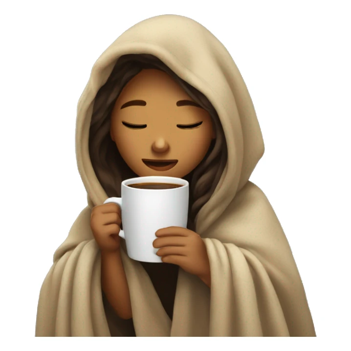girl inside a blanket sipping coffee eyes closed sticker