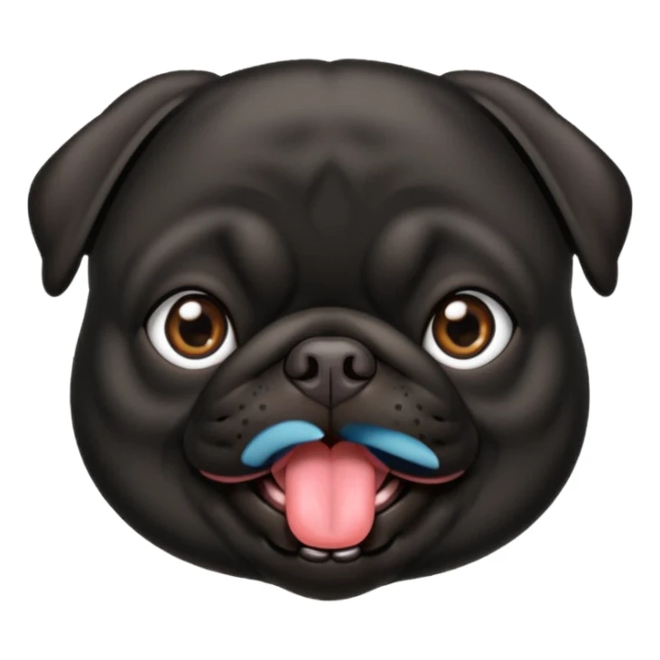 black pug with tongue out sticker