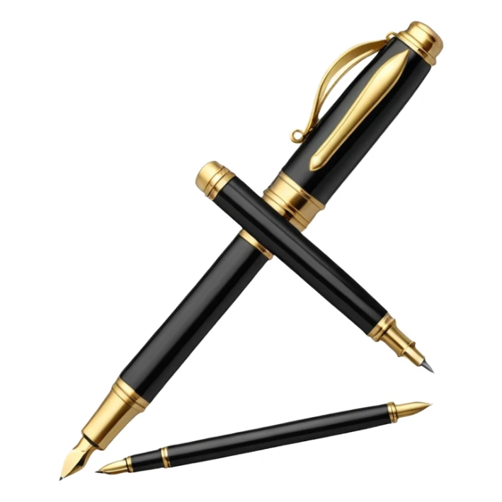 3D perspective academic premium golden luxury black Fountain Pe sticker