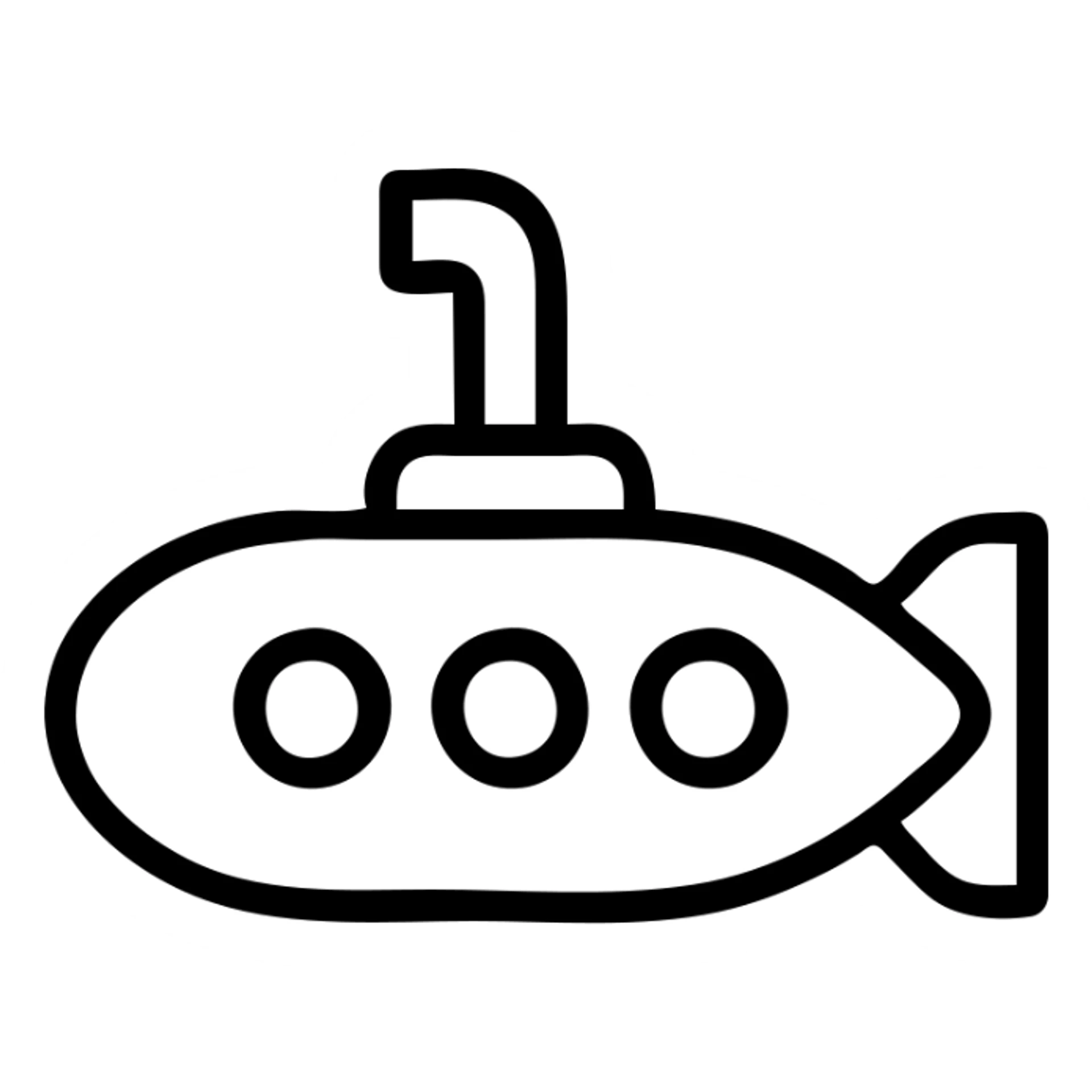 submarine icon with a periscope, outlined style, minimal color, flat design sticker