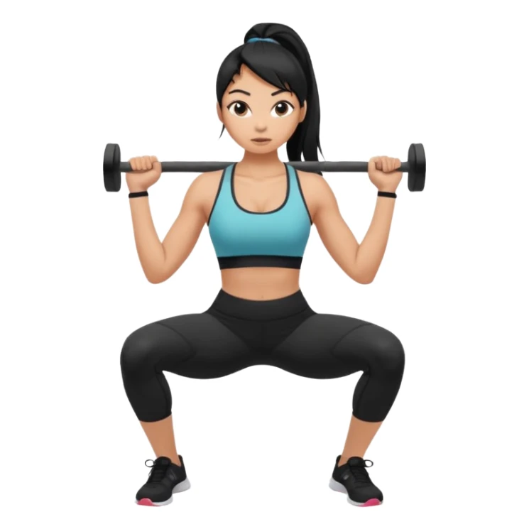 Women with long black ponytail doing a squat sticker