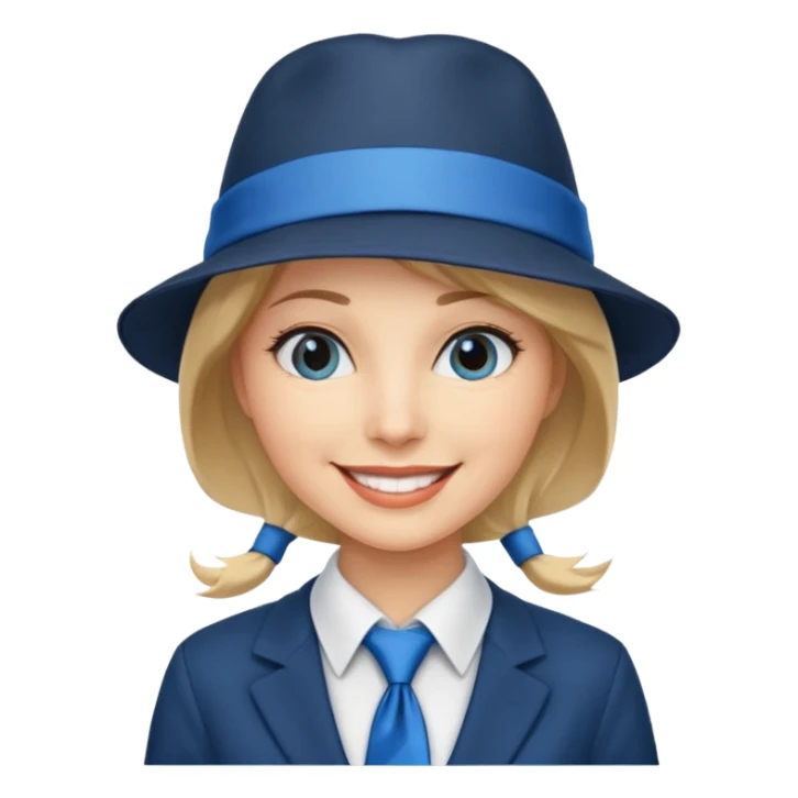 Blue neck tie with hat women sticker