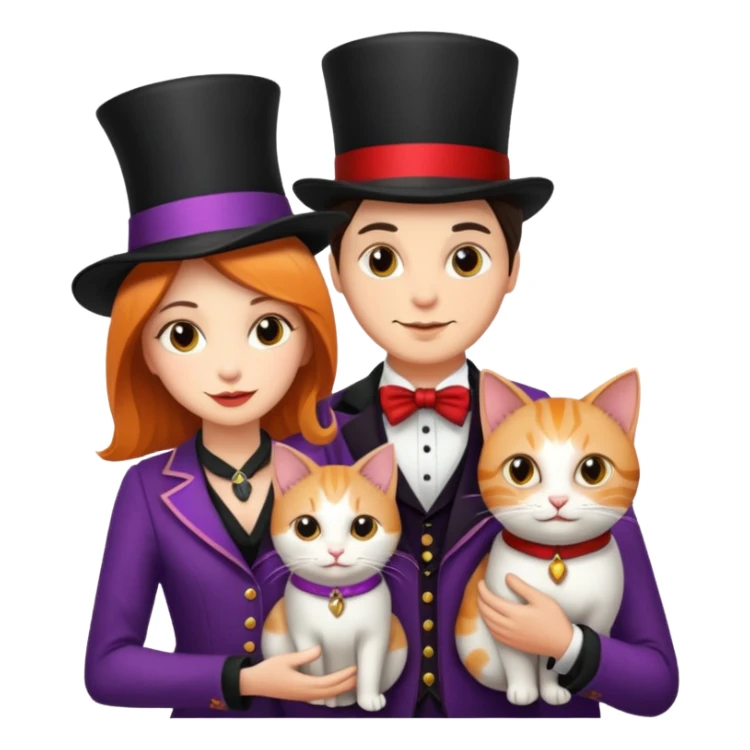 magician couple and their pet cat sticker