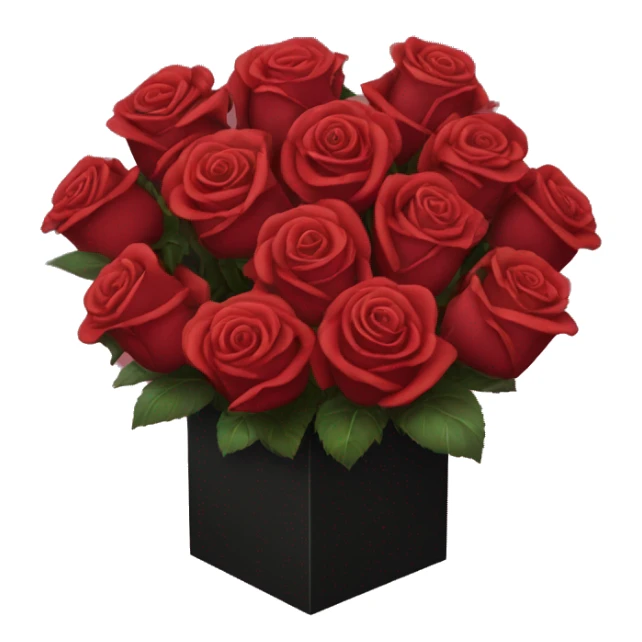 box of roses in black box  sticker