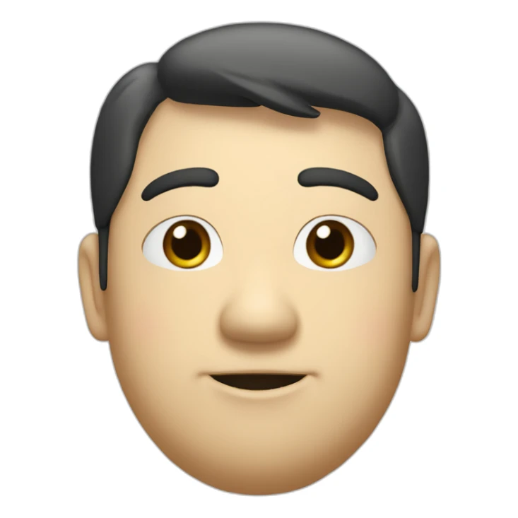 A fat, slightly thin, droopy-eyed, thick-lipped, big-headed, cute Japanese guy with a pencil in his hand and a smile on his face sticker