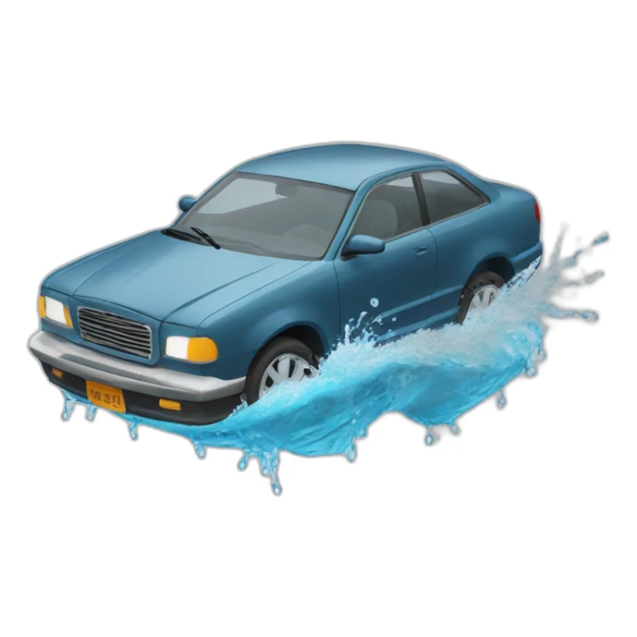floating car crashing into water with a splash sticker