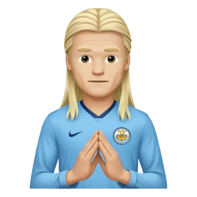 Erling Haaland long hair doing the lotus Manchester city  sticker
