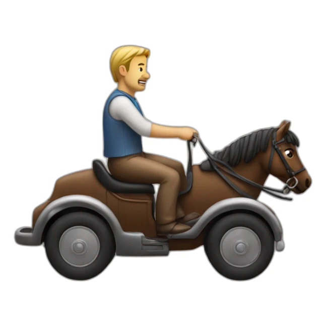 man riding a car as if it was a horse sticker