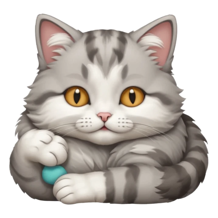 grey and white small cat with its eyes closed lying down with its paw curled and holding up his head sticker