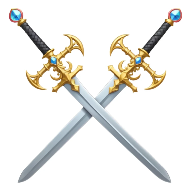 Fully golden two royal swords crossed sticker