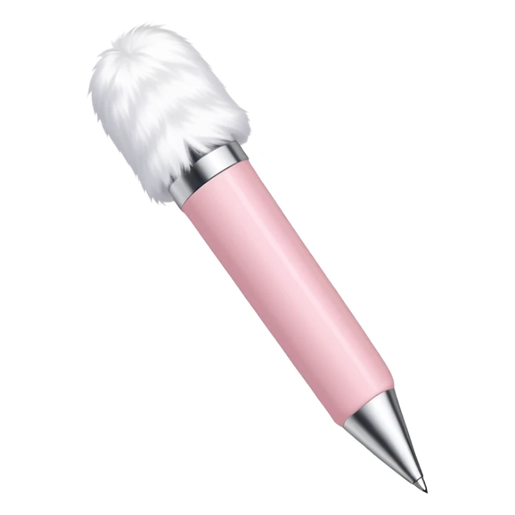 Powder pink pen with fur at the top sticker