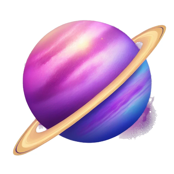 sparkly glittery blue purple and pink gradient planet with a cheesy saturn ring sticker