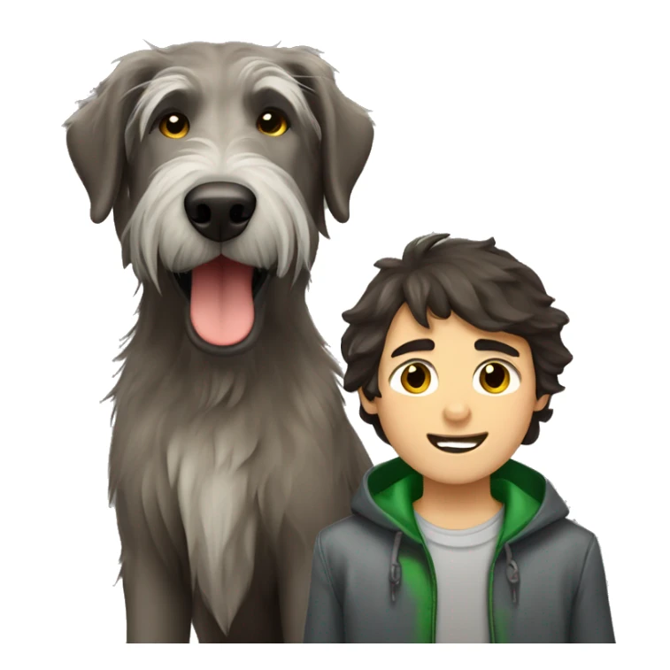 Dark brown hair boy and Irish wolfhound sticker