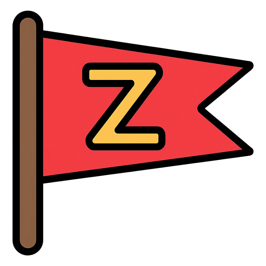 a stylized Z on a red flag, graphic and eye-catching sticker