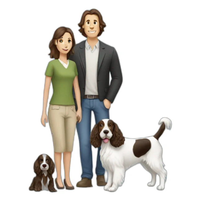 Springer spaniel with woman and man sticker