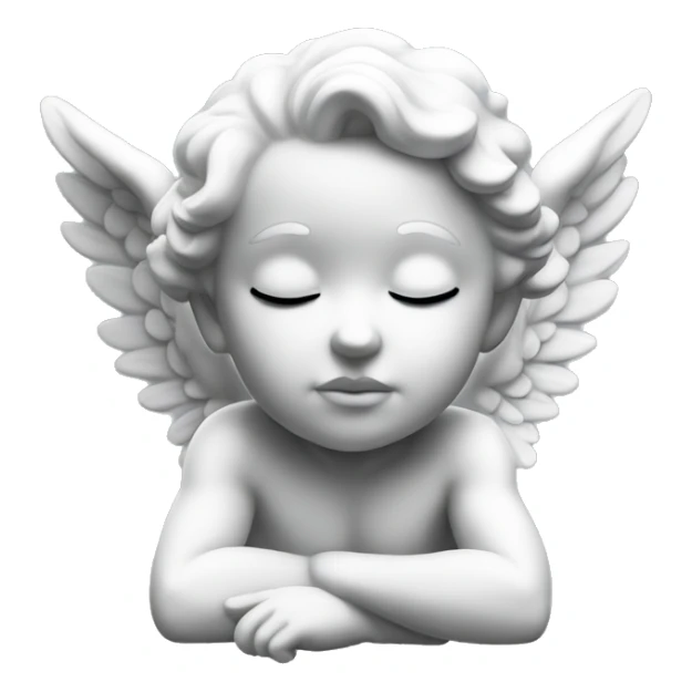 Cute White cherub statue full body showing eyes closed sticker