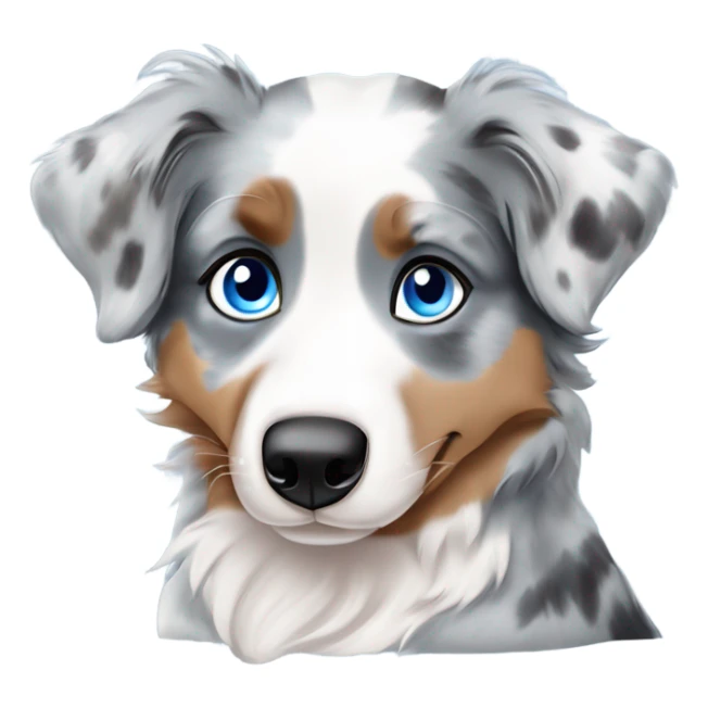 Blue Merle Australian shepherd puppy lying down with one blue aeye nd one brown eye   sticker