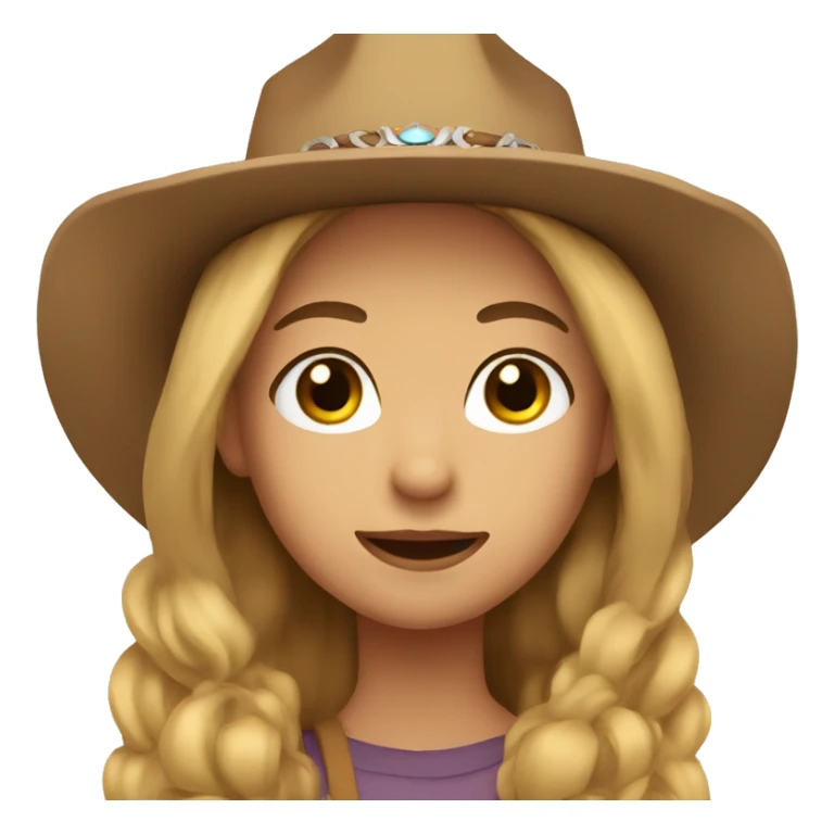 Girl with long light brown hair and cowboy hat with big lashes  sticker