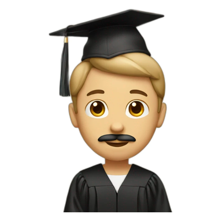 tan boy with mustache and graduation sticker
