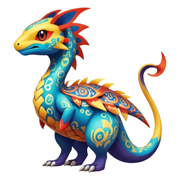 exotic fantasy-creature-Fakémon-Pokémon, full body, with random markings sticker