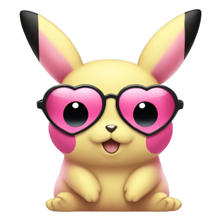 Cute pink pikachu with black heart shaped sunglasses  sticker