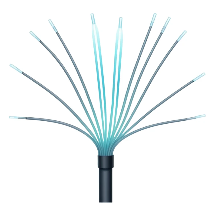 glowing optic fiber cable filaments showing thin glass strands sticker