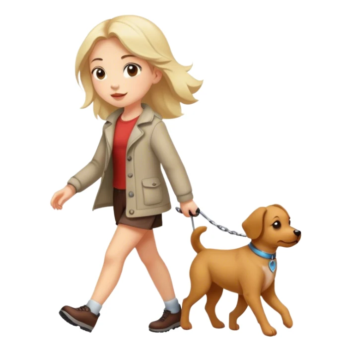 Dog being walked by human girl  sticker