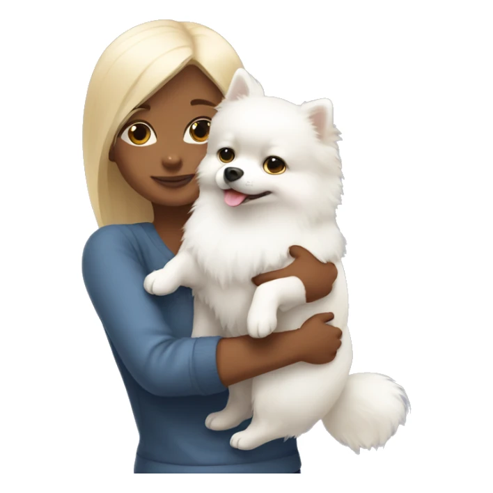 girl hug white Pomeranian sticker