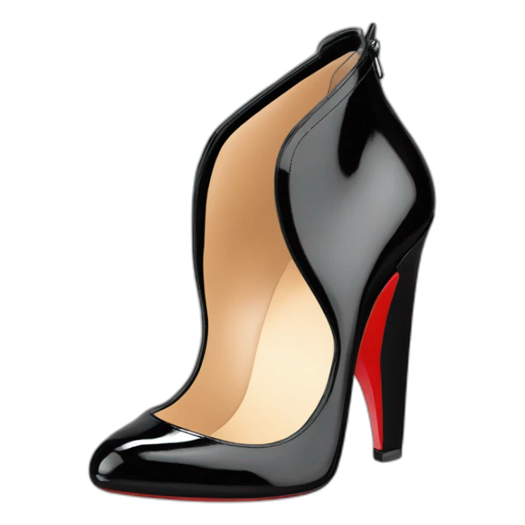 WEDGE heel LOUBOUTIN black leather PATENT sticker