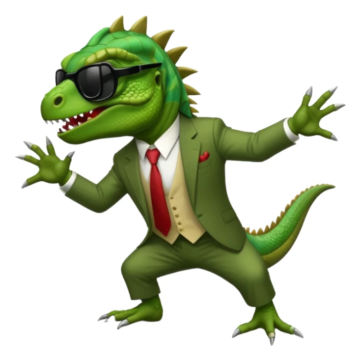 capitalist iguana banker godfather with black sunglasses breakdance scaring sticker