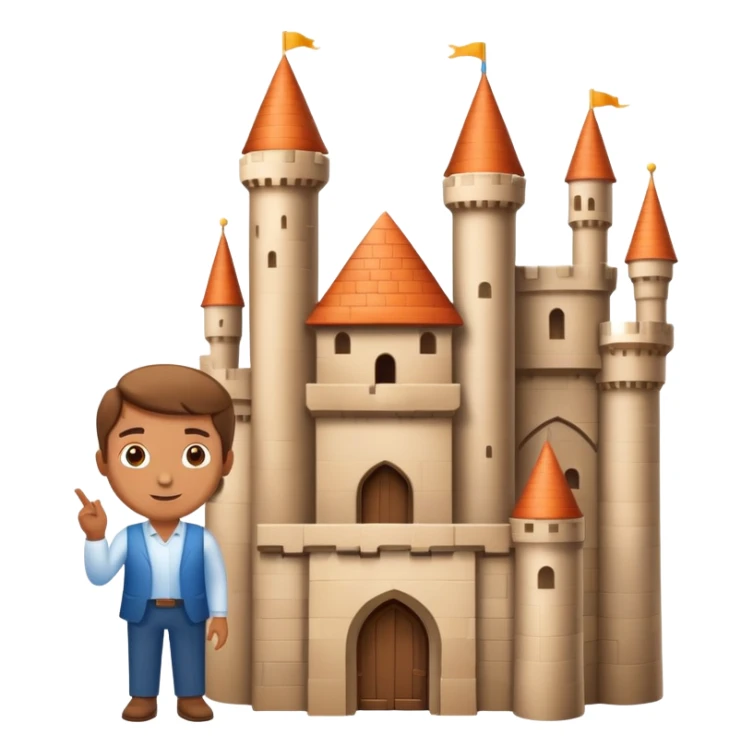 Visionary entrepreneur imagining completed castle instead of building blocks sticker