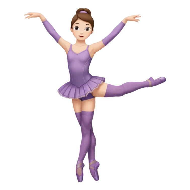 Ballet dancer in over the knee socks, leotard and long brown hair sticker