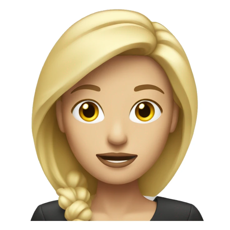 Blonde woman news reporter with microphone sticker