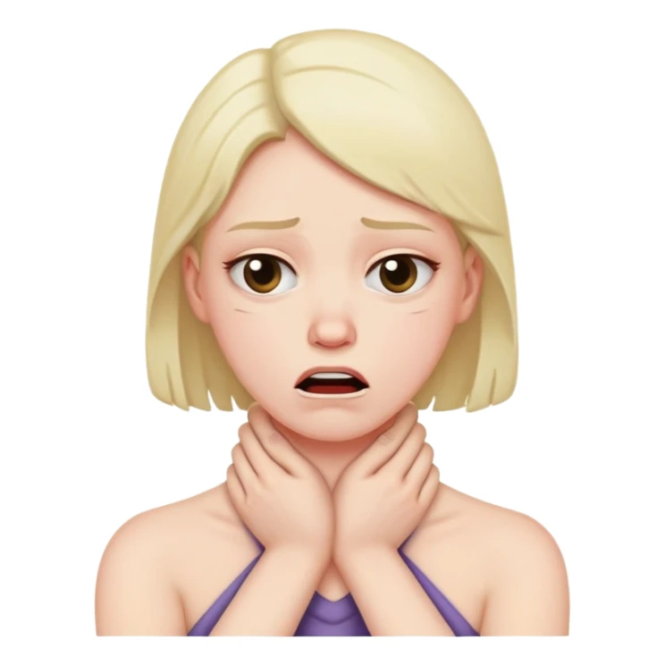 person frowning with hands across their neck to imitate choking themselves  sticker