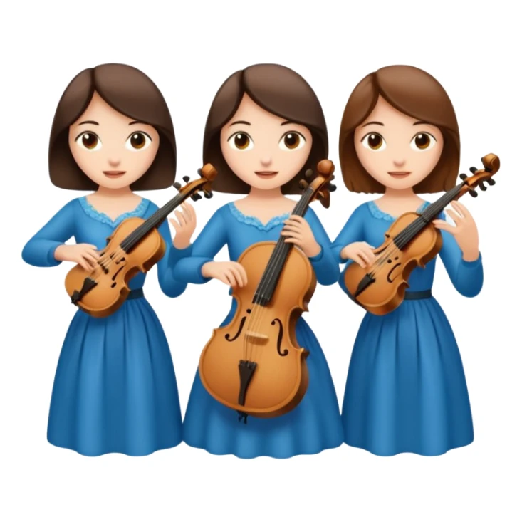 Create an imagine of three brunette women playing string instruments sticker