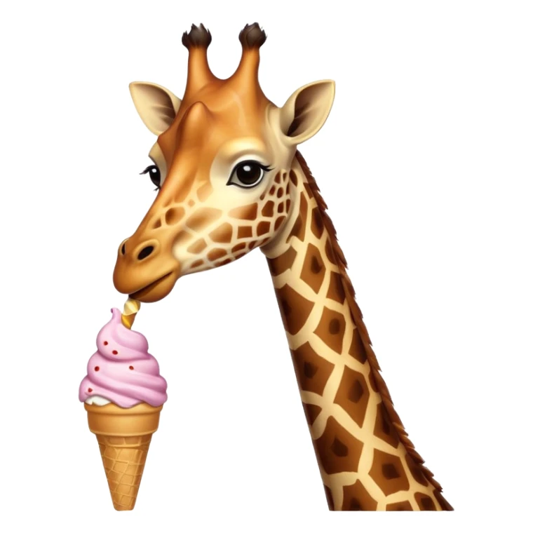 A giraffe eating an ice cream sticker